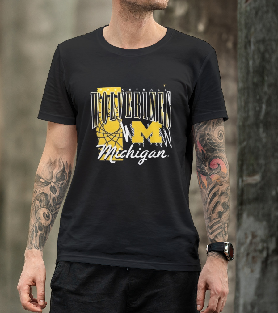 Michigan Wolverines Basketball M Logo March Madness Fan Gear T-Shirt