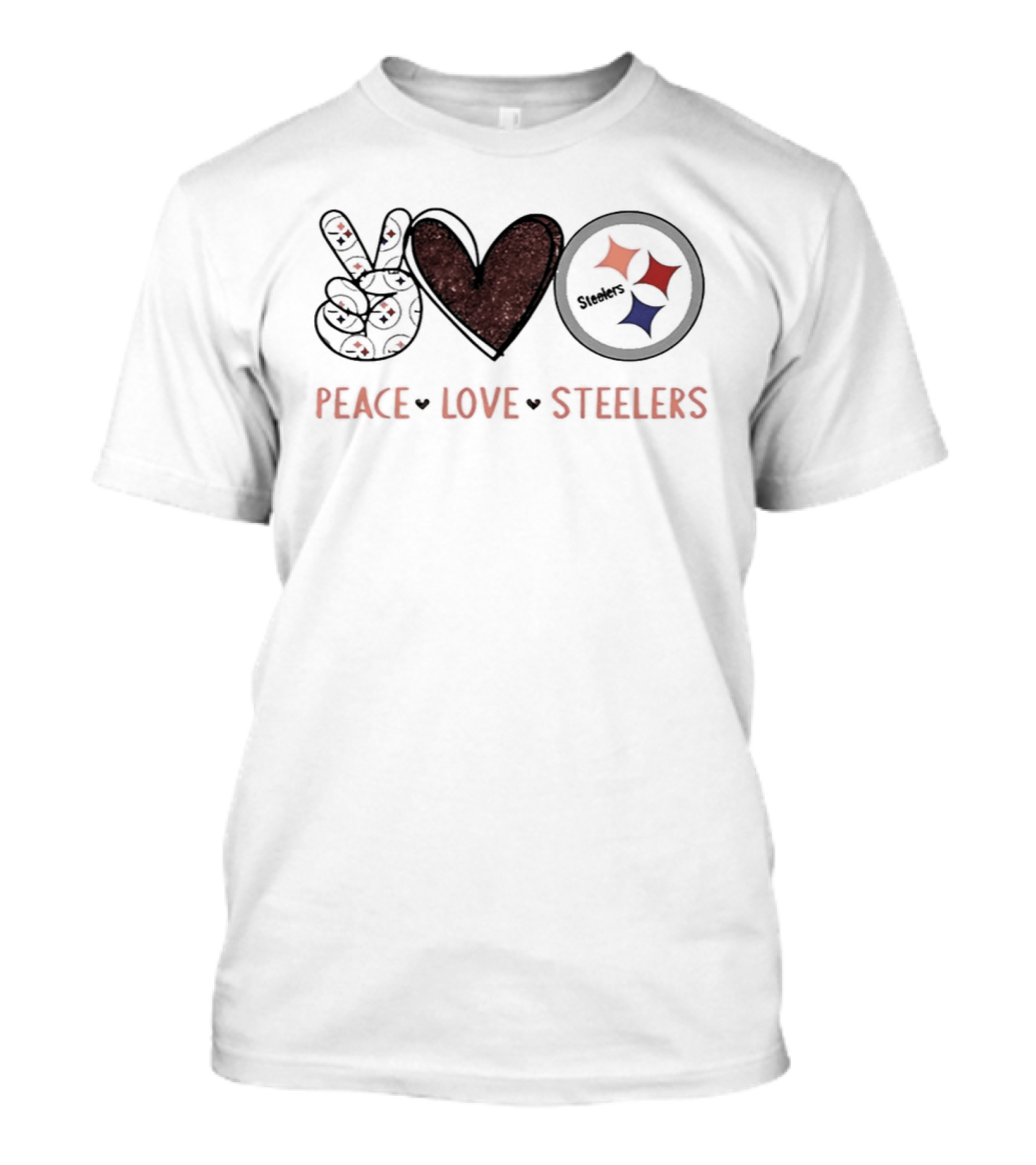 Peace Love Steelers NFL Team Symbol Fan T-Shirt