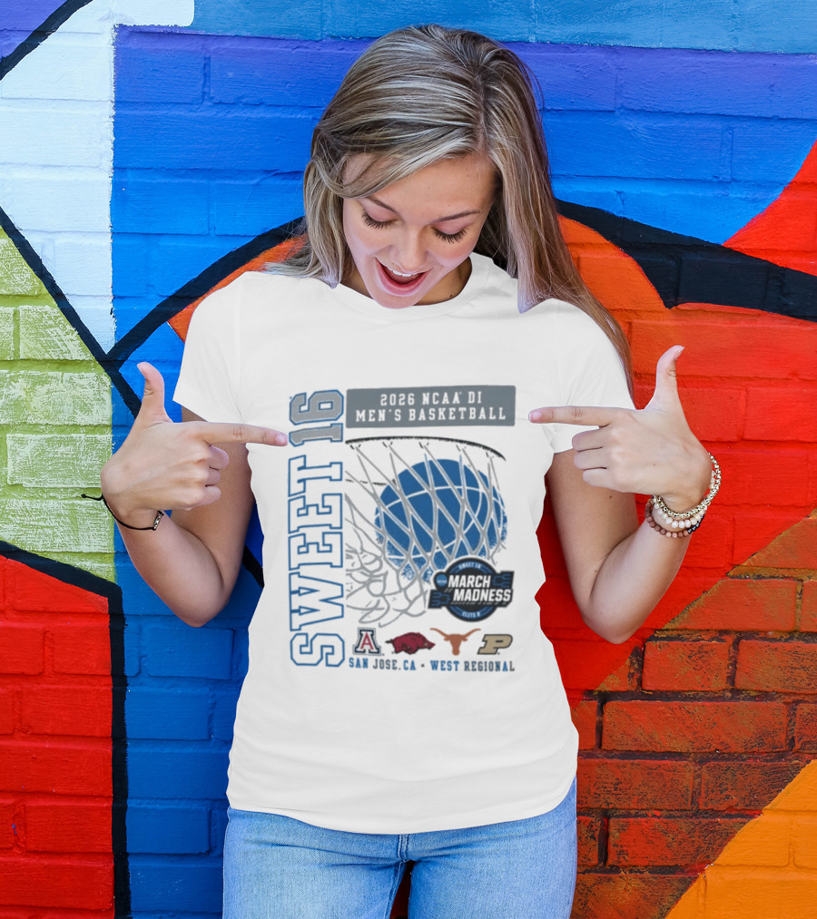 Sweet 16 March Madness 2026 NCAA DI Men's Basketball Tournament San Jose CA West Regional T-Shirt