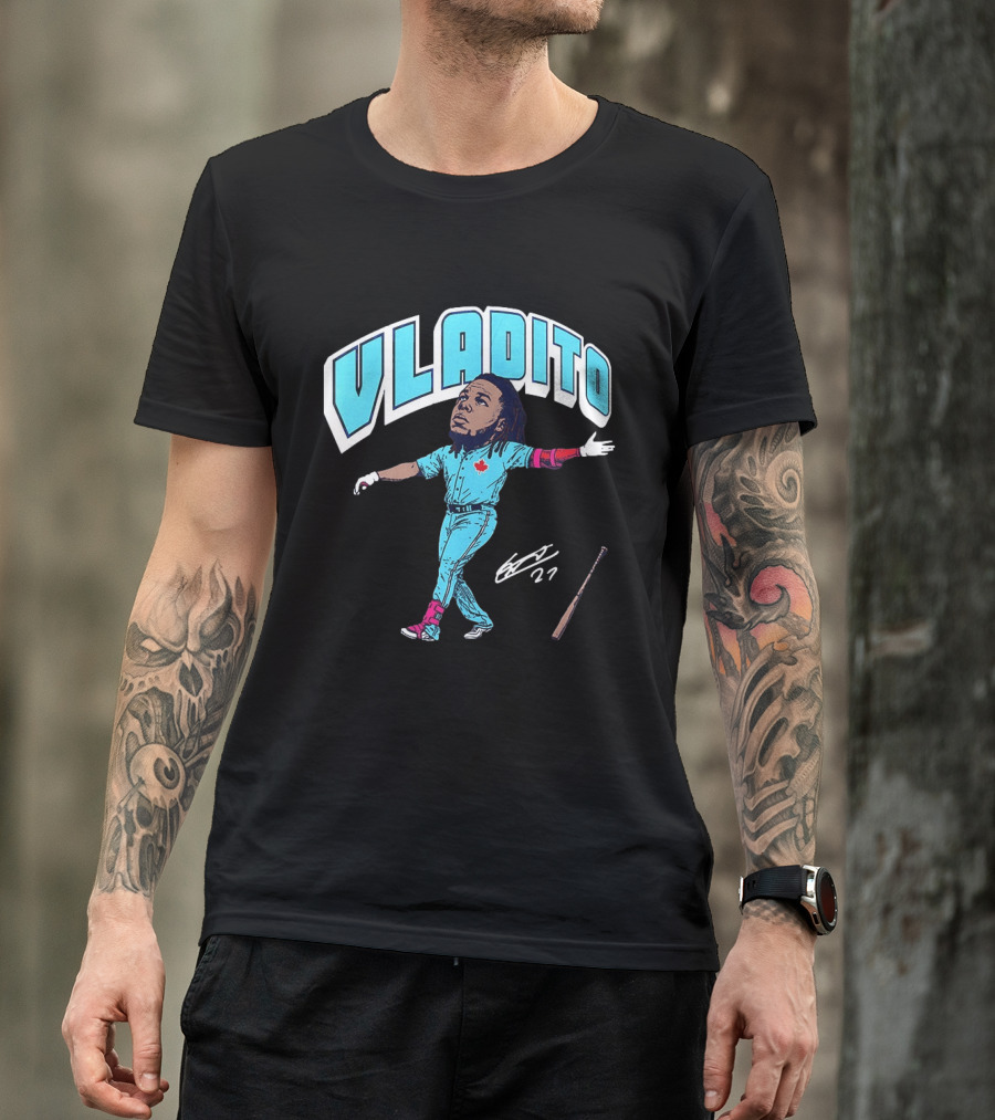 Vladito Vladimir Guerrero Jr. Toronto Blue Jays Caricature Baseball Card 27 T-Shirt