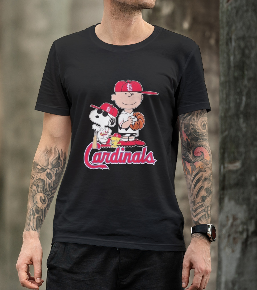 St. Louis Cardinals Peanuts Snoopy Charlie Brown Woodstock Baseball T-Shirt