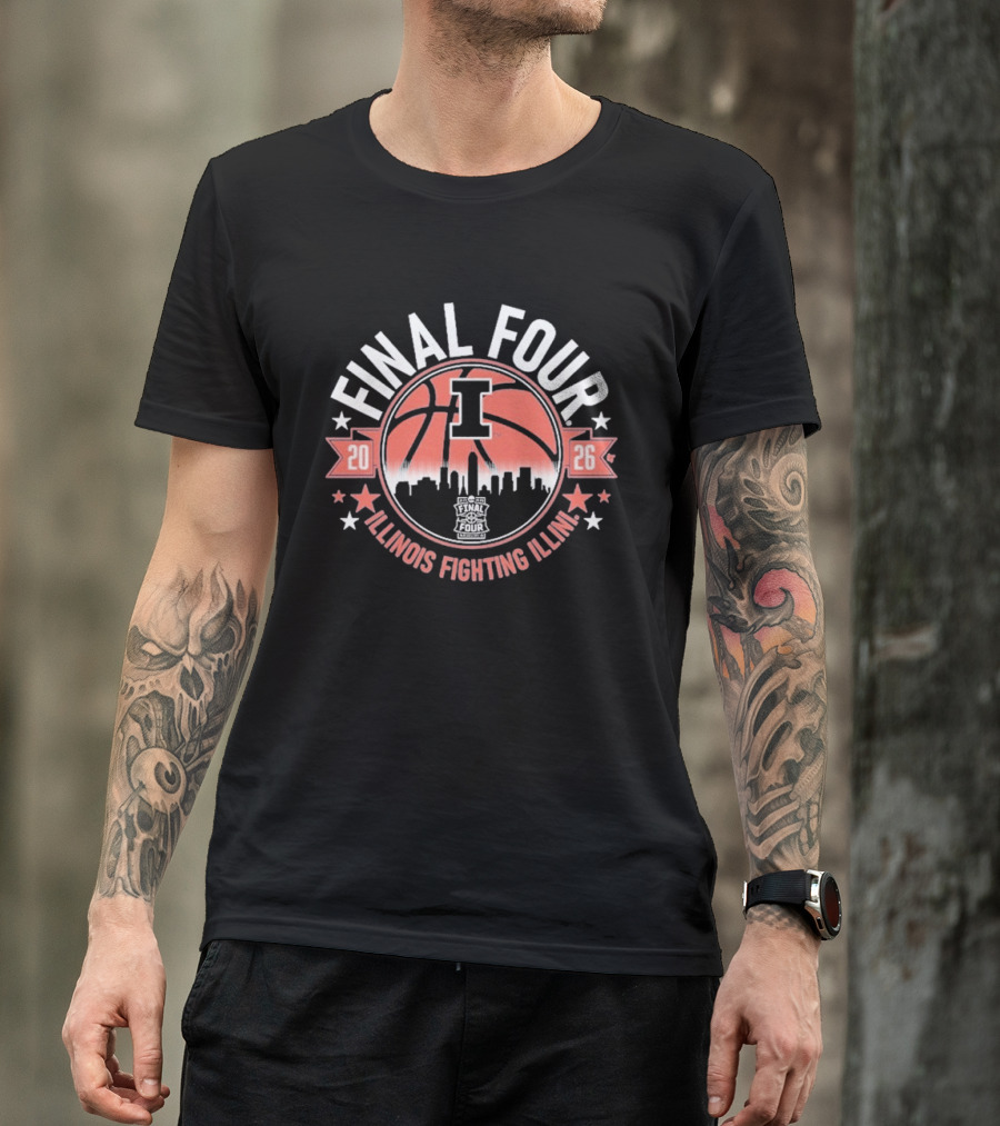 Final Four 2026 Illinois Fighting Illini Basketball Skyline T-Shirt