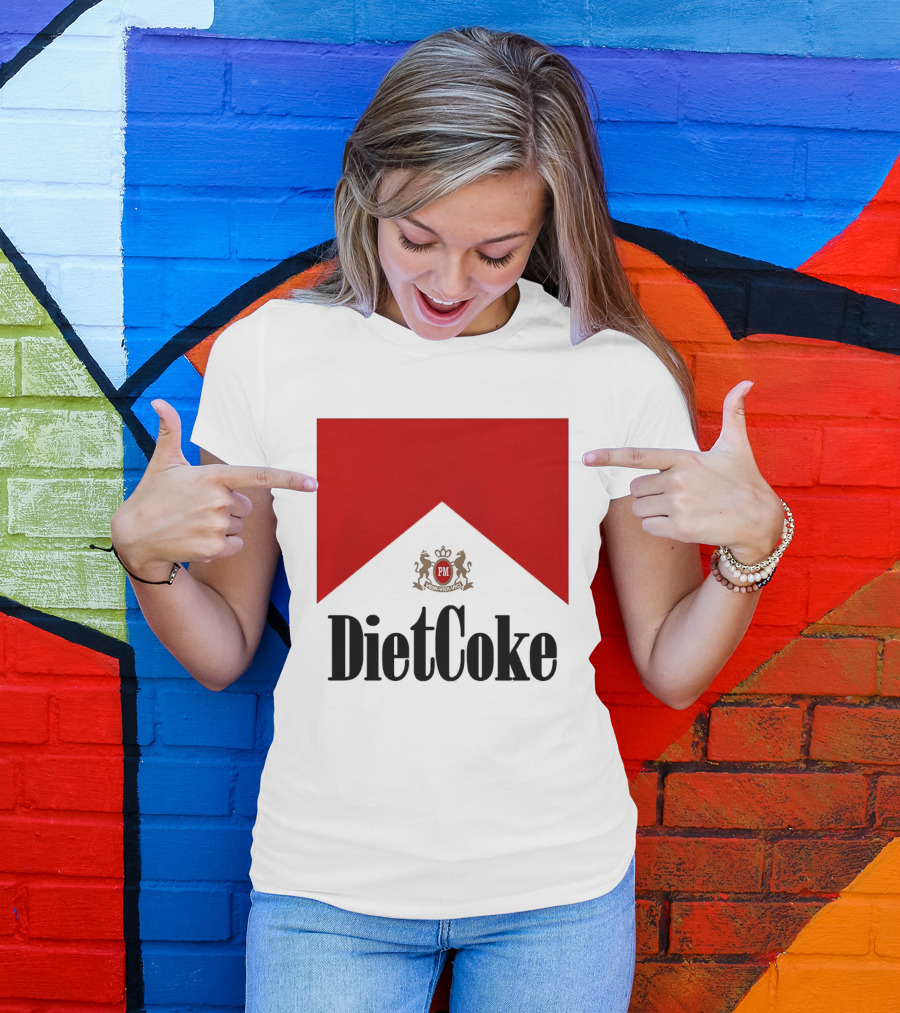 Diet Coke Marlboro Cigarettes Red V Shape PM Crest T-Shirt