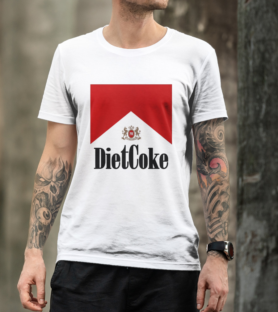 Diet Coke Marlboro Cigarettes Red V Shape PM Crest T-Shirt
