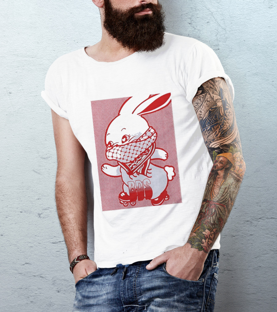 BDS Palestine Bunny With Keffiyeh And Roller Skates T-Shirt