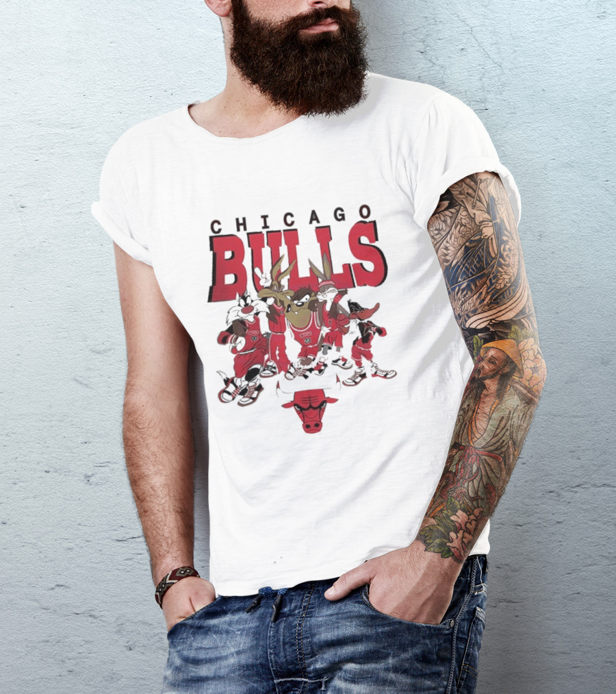 Chicago Bulls Looney Tunes NBA Basketball Characters Collab T-Shirt