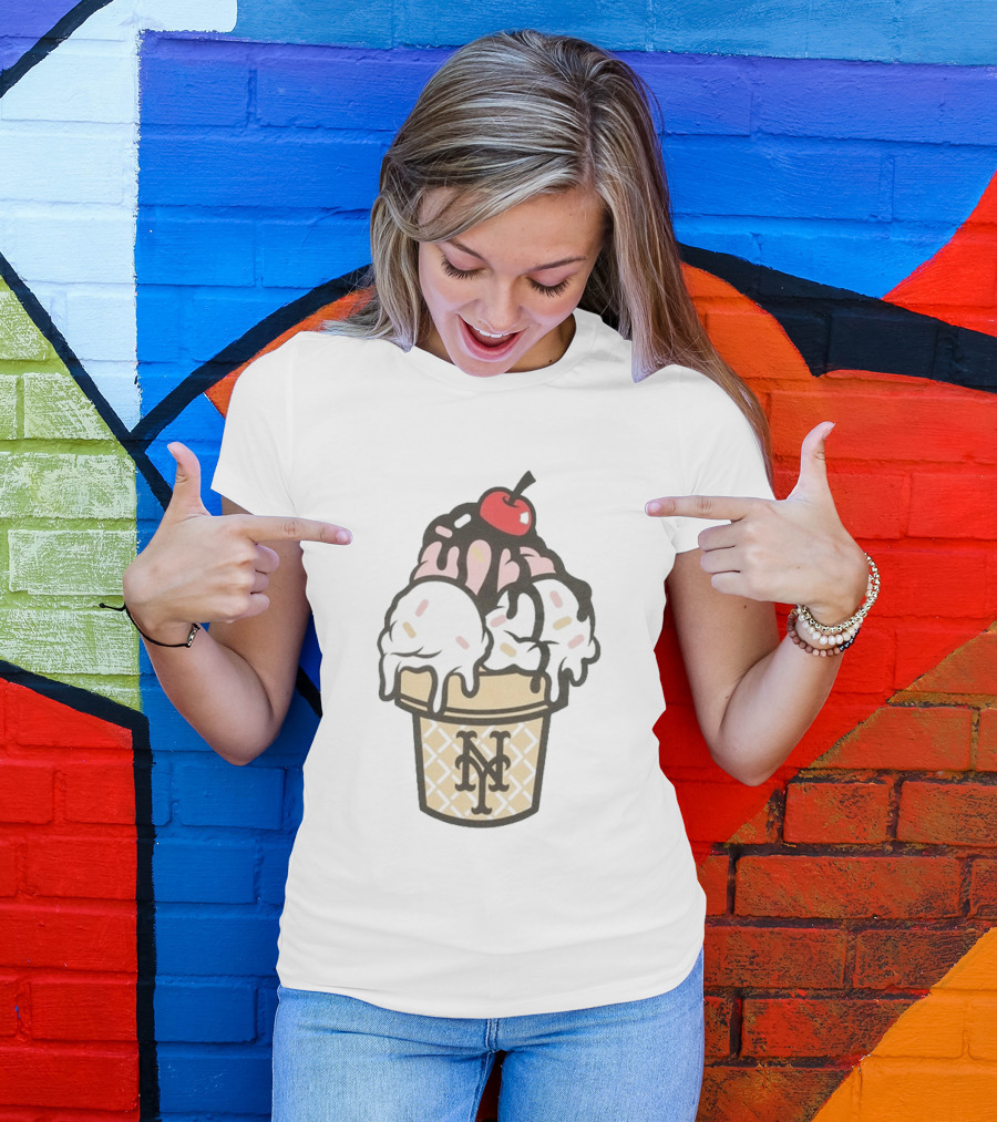 New York Mets Ice Cream Sundae Frozen Treats Cone T-Shirt