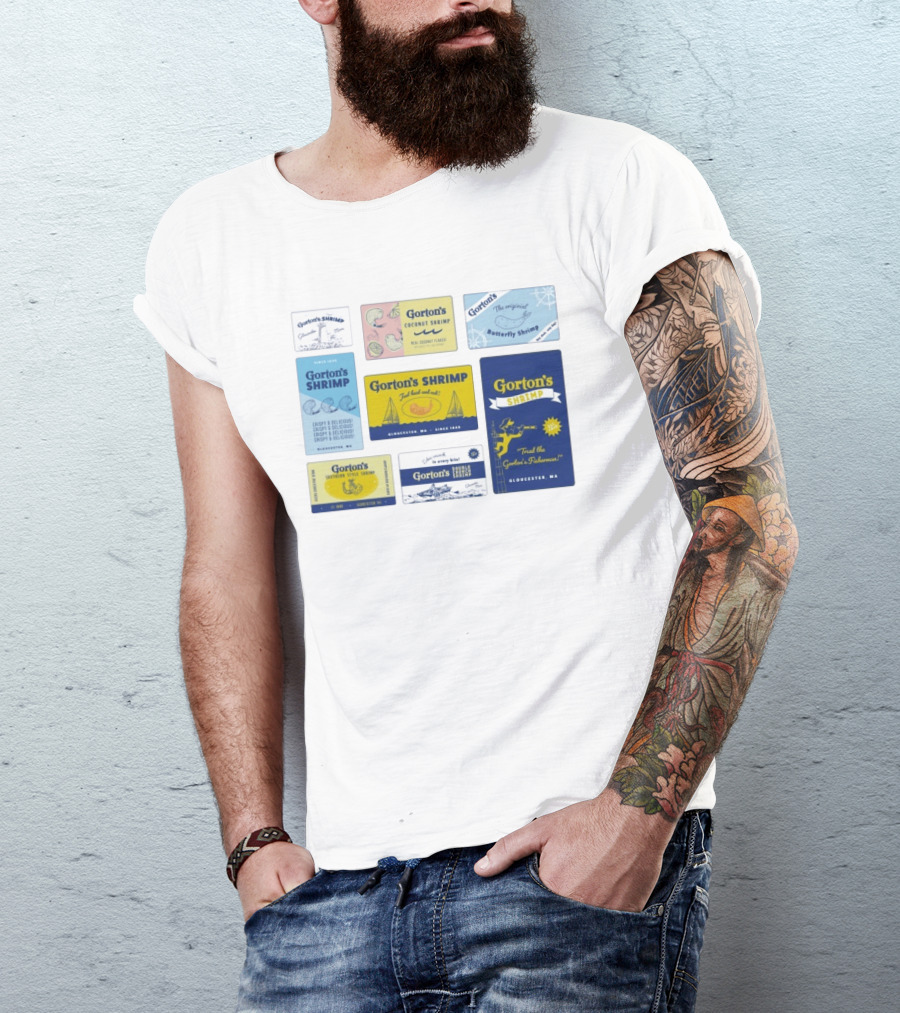 Gorton's Seafood Shrimp Box Collection Gloucester MA Vintage Packaging T-Shirt