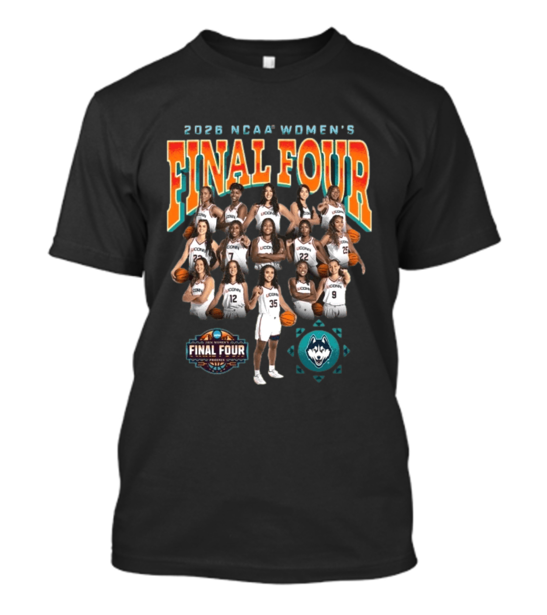 2026 NCAA Women's Final Four UConn Huskies Basketball Team T-Shirt