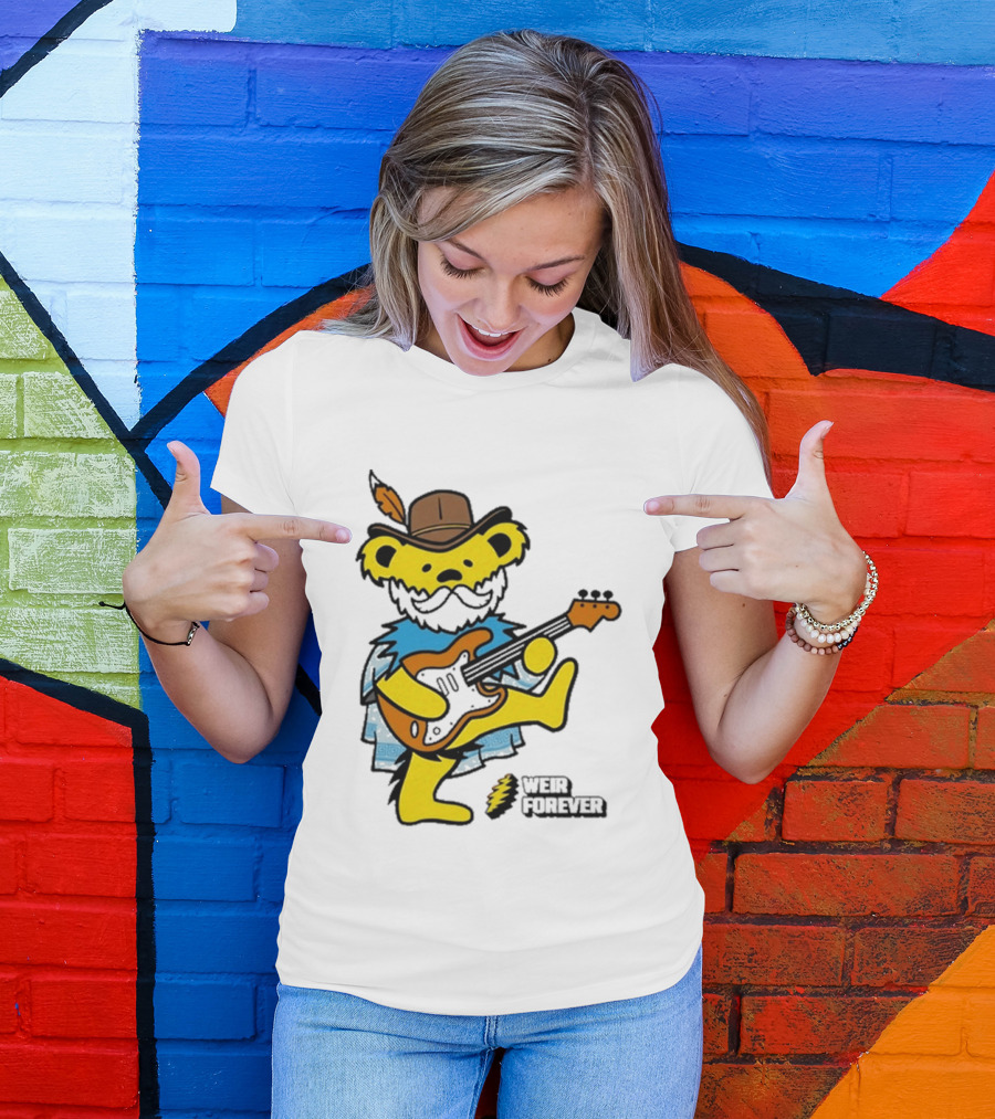 Weir Forever Blue Bear Playing Guitar T-Shirt