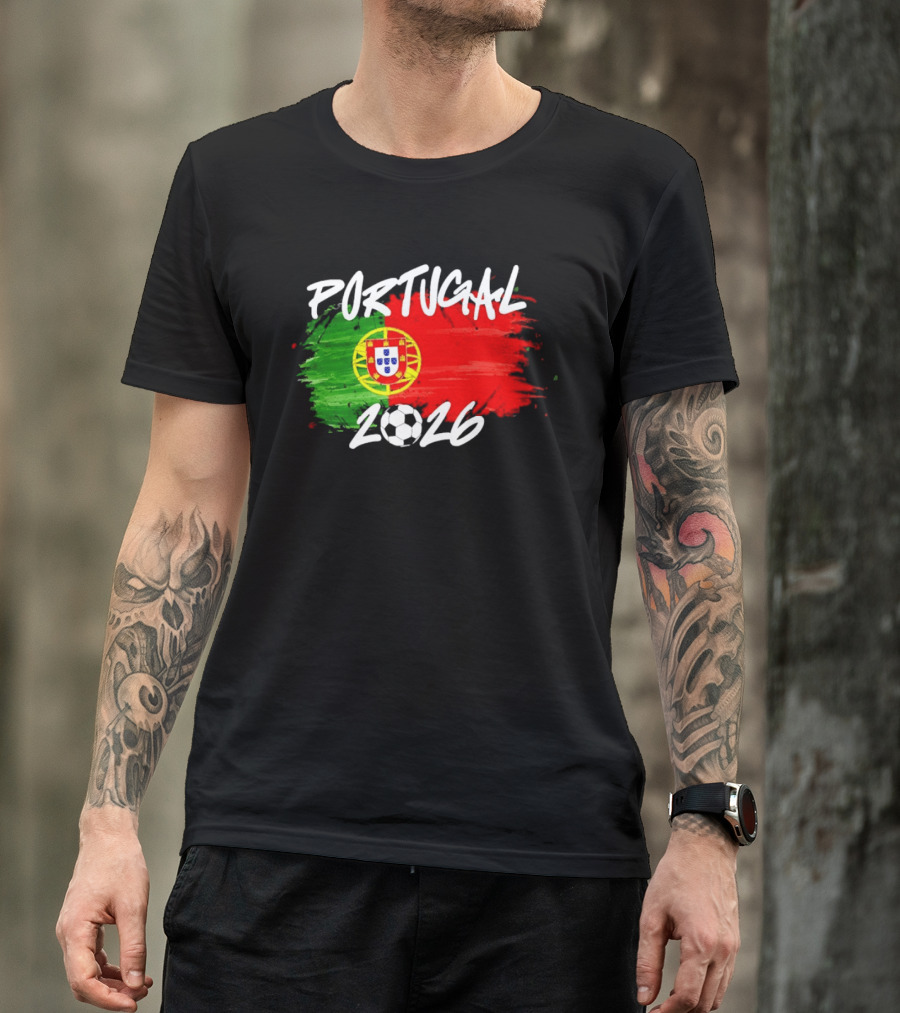 Portugal 2026 Flag With Soccer Ball Paintbrush T-Shirt