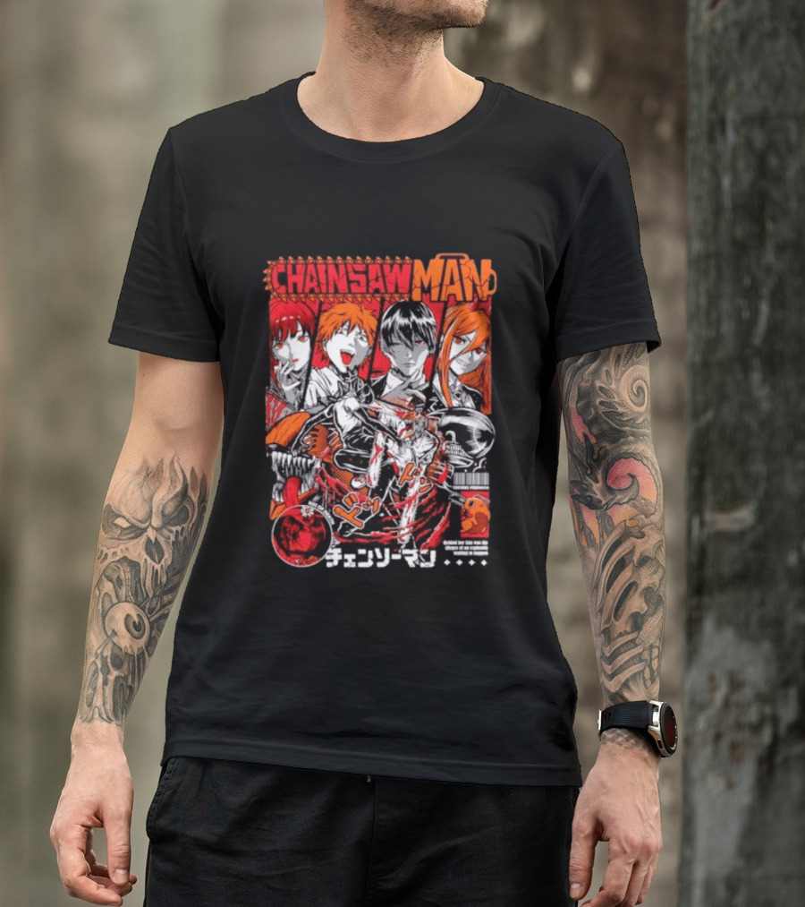 Chainsaw Man Manga Characters Reze Denji Power Aki Hayakawa Manga Cover T-Shirt