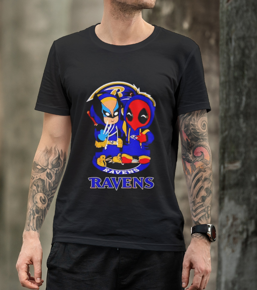 Baltimore Ravens Marvel Wolverine Deadpool True Friends Fan Gear T-Shirt