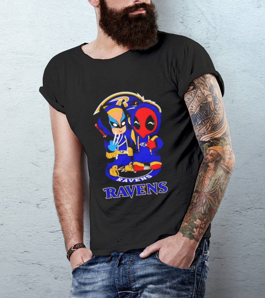 Baltimore Ravens Marvel Wolverine Deadpool True Friends Fan Gear T-Shirt