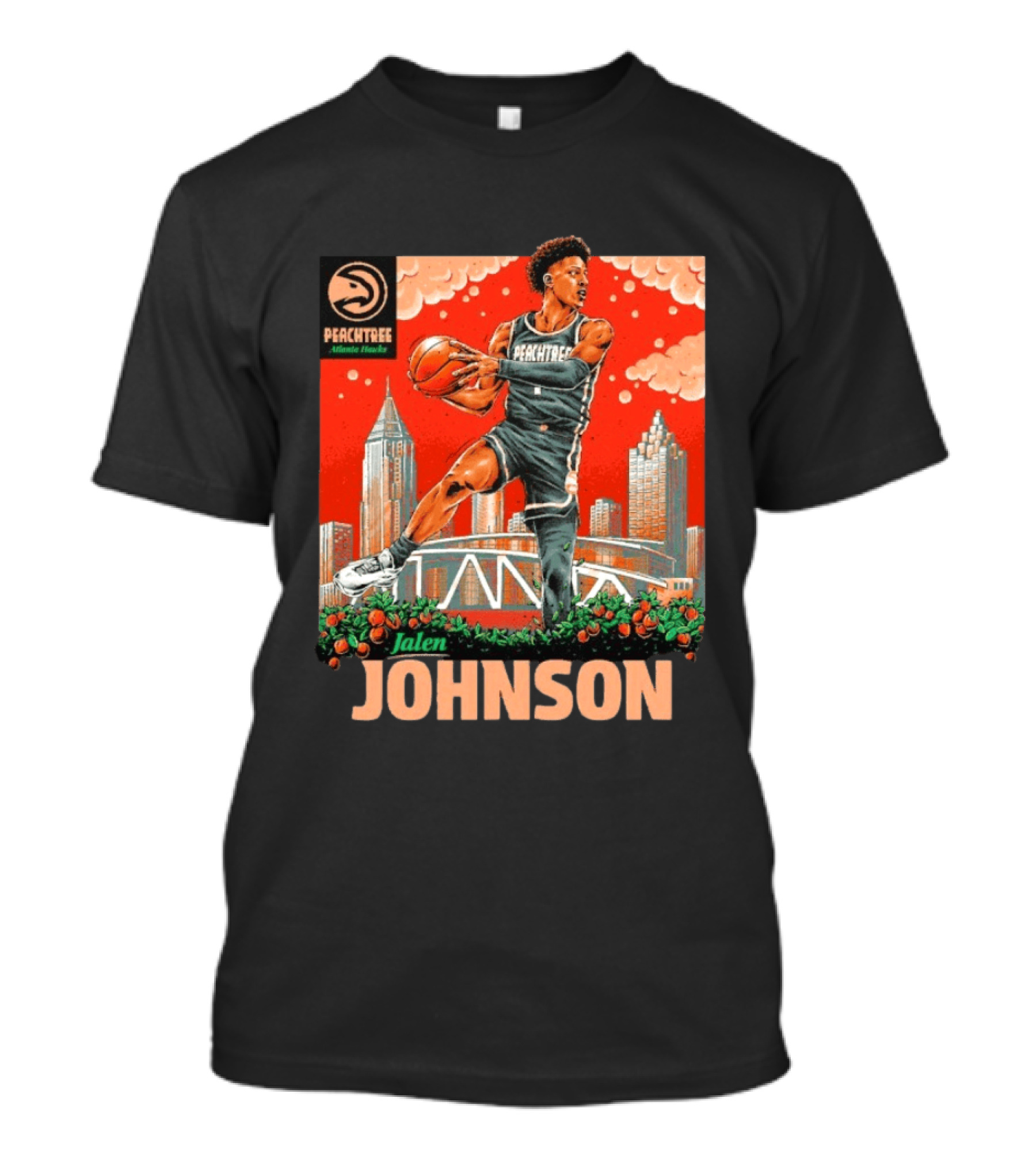 Atlanta Hawks Jalen Johnson Peachtree Skyline Basketball T-Shirt