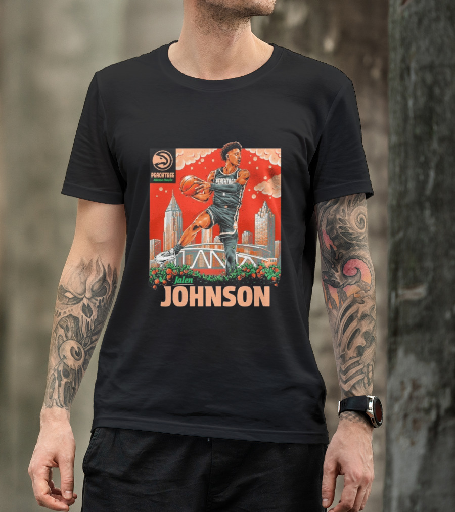 Atlanta Hawks Jalen Johnson Peachtree Skyline Basketball T-Shirt