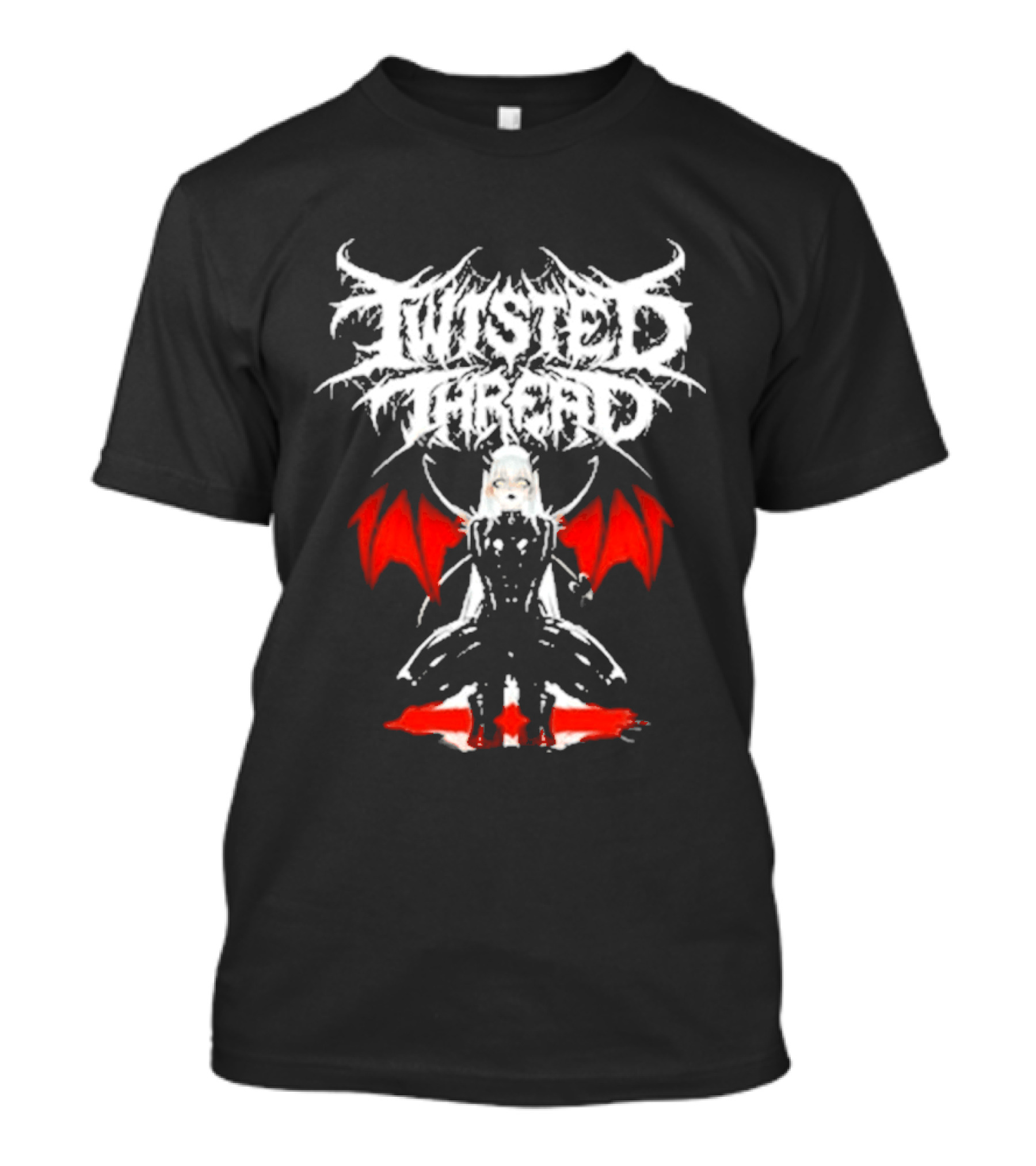 Twisted Thread Dark Angel Red Wings White T-Shirt