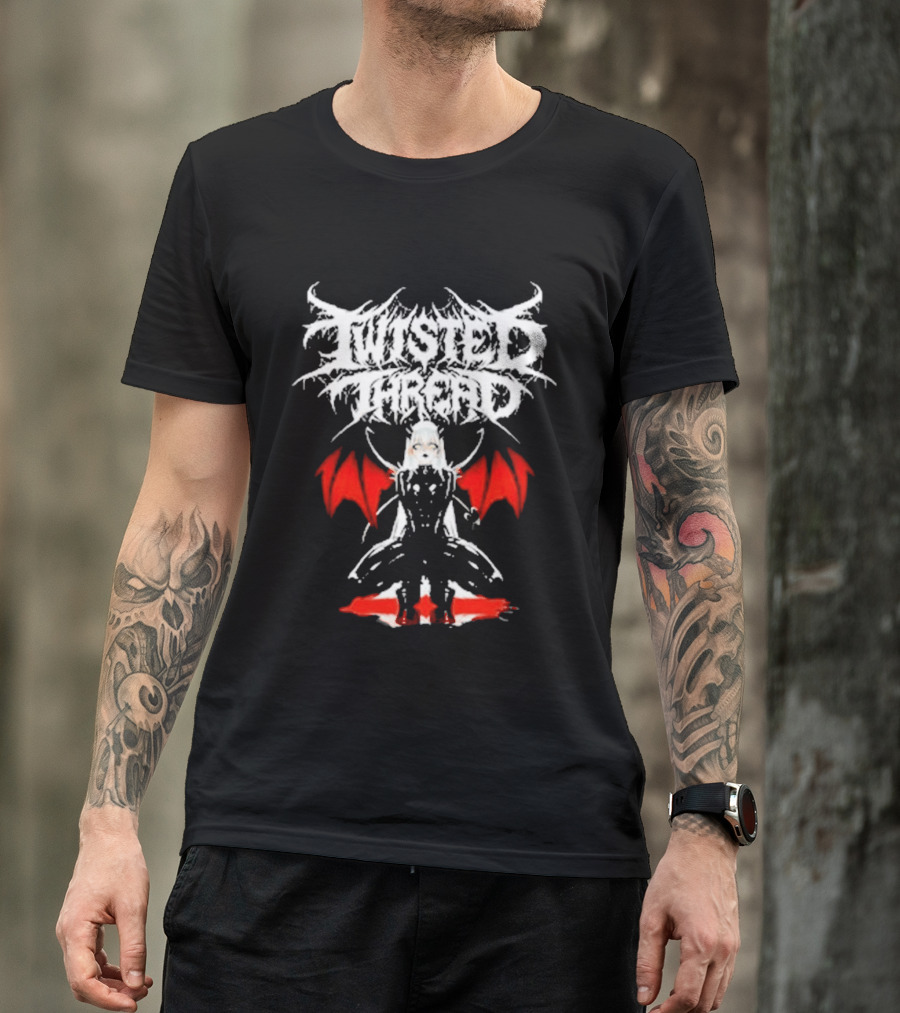 Twisted Thread Dark Angel Red Wings White T-Shirt