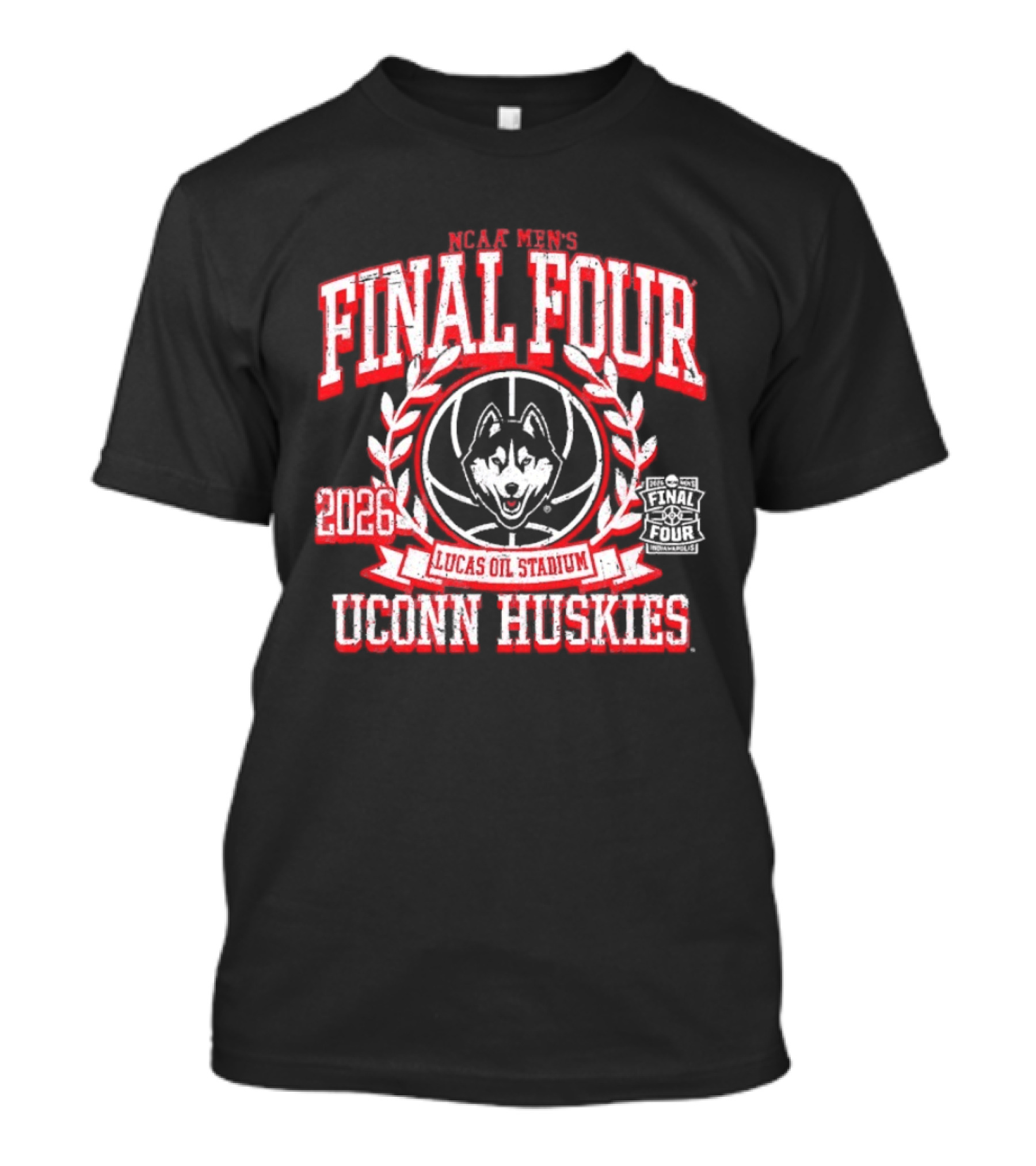 UConn Huskies 2026 Final Four Lucas Oil Stadium NCAA Basketball Championship Crest T-Shirt
