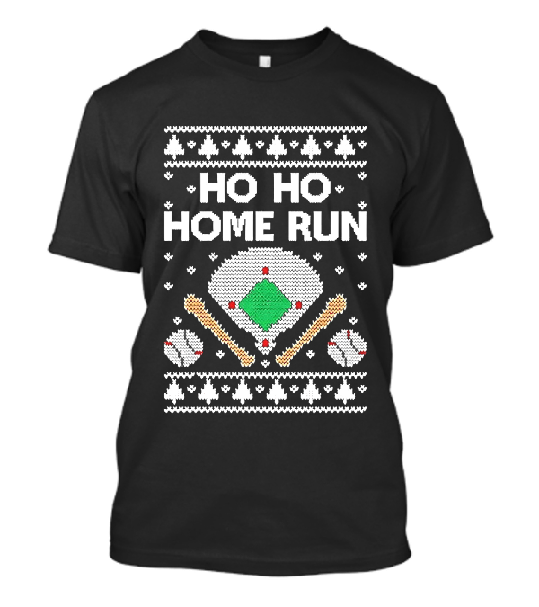 Tstars Ho Ho Home Run Ugly Christmas Baseball Festive Holiday T-Shirt