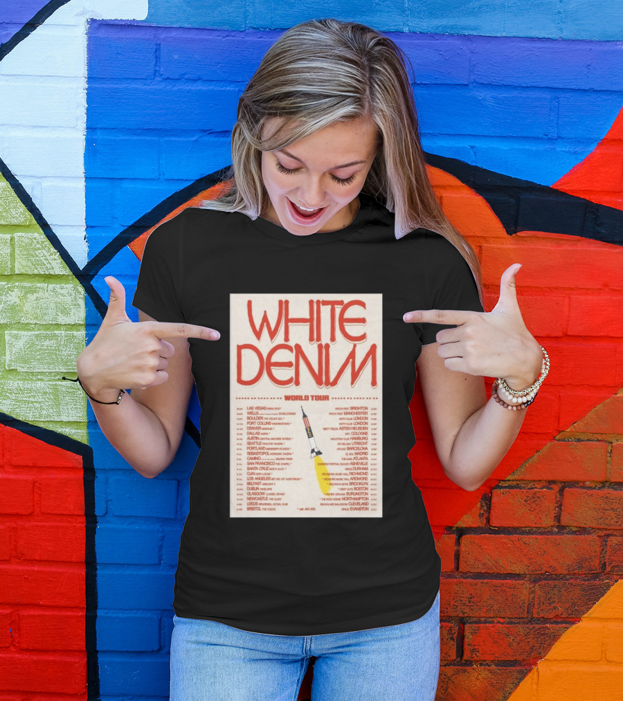 White Denim World Tour 2026 Concert With Tour Dates And Cities T-Shirt