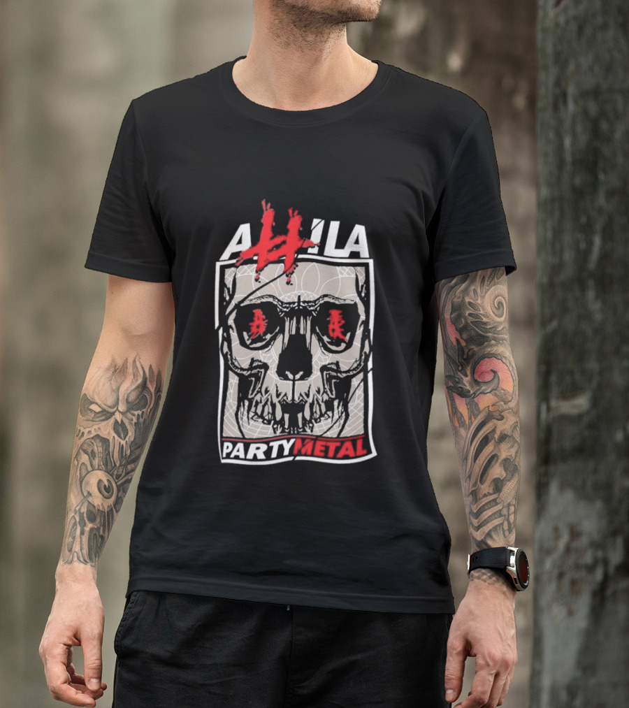 Attila Skull Party Metal Graphic With Red Accents T-Shirt