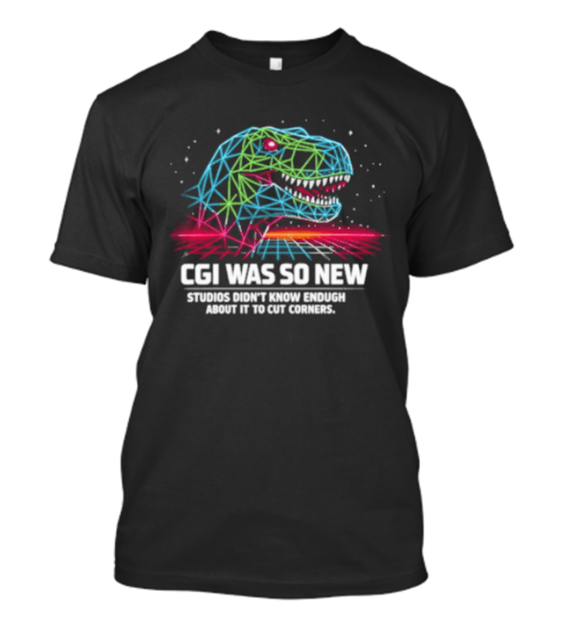 CGI Was So New Studios Didn't Know Enough About It To Cut Corners Dinosaur Triangles And Lines T-Shirt