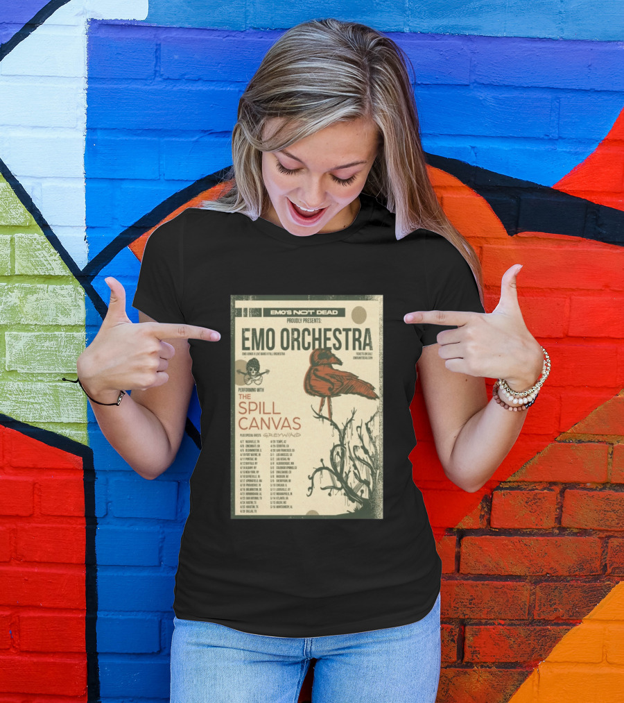 Emo Orchestra USA Tour 2026 With The Spill And Greywind Tour Dates T-Shirt