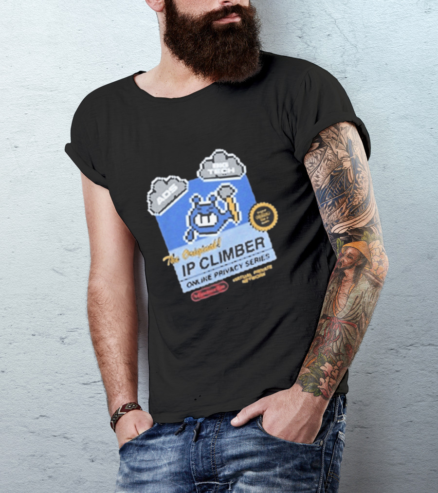 The Original IP Climber Online Privacy Series Retro Tech AOS Pixel Gaming T-Shirt