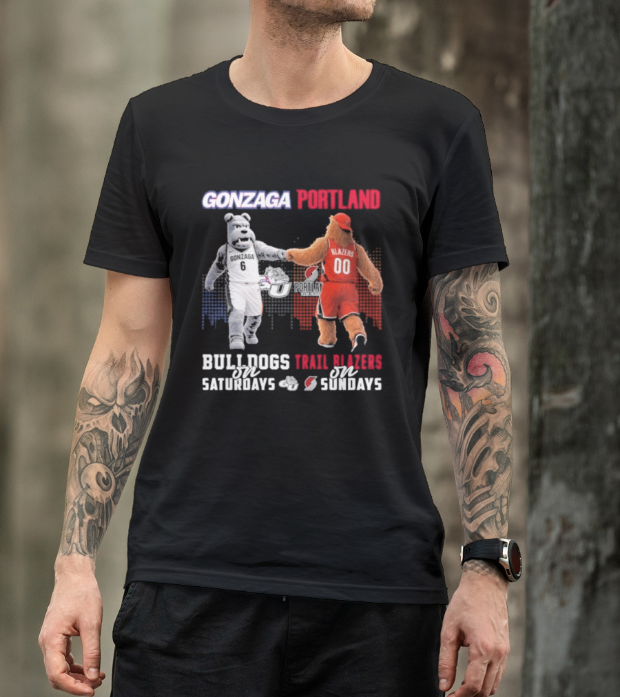 Gonzaga Bulldogs Saturdays Portland Blazers Sundays Sports Fans Mascots T-Shirt