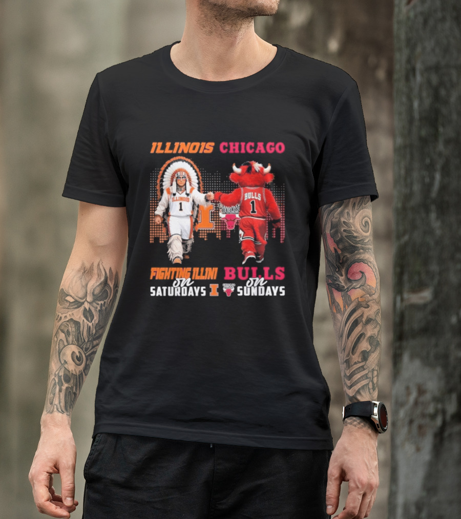 Illinois Fighting Illini On Saturdays Chicago Bulls On Sundays T-Shirt