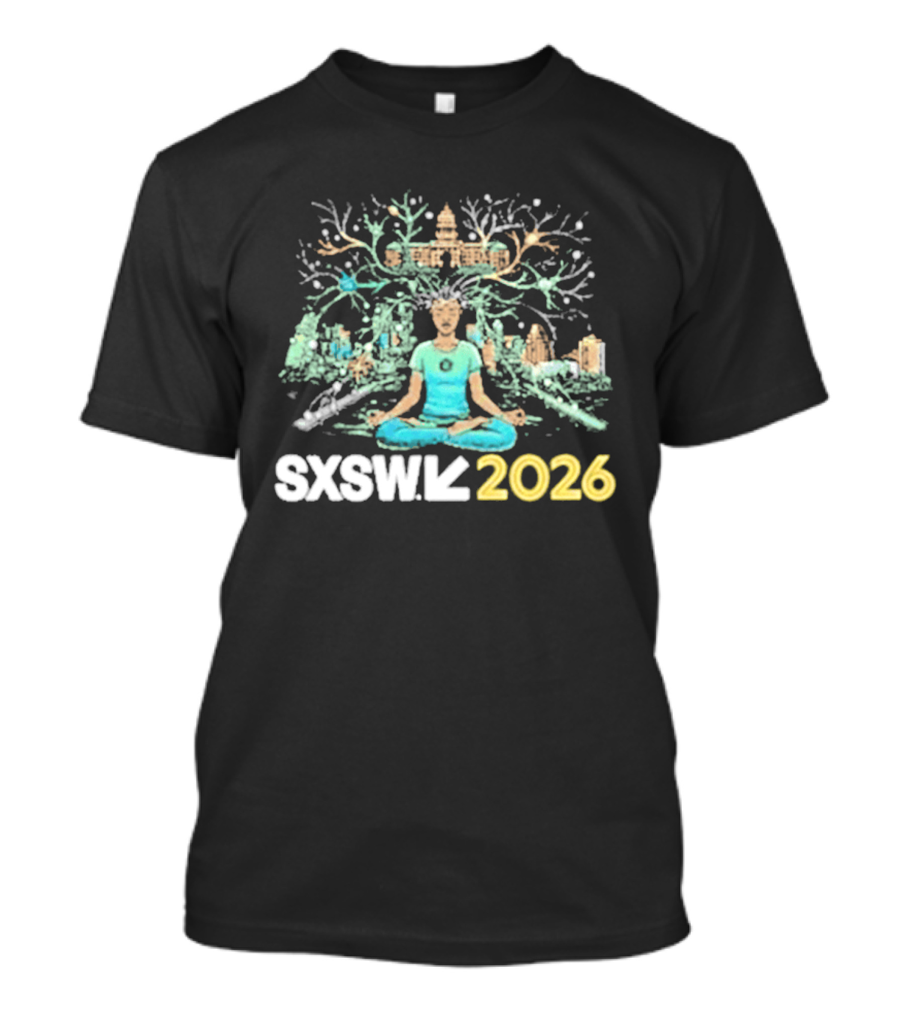SXSW 2026 Meditative Yoga Retreat Mystical Tree T-Shirt