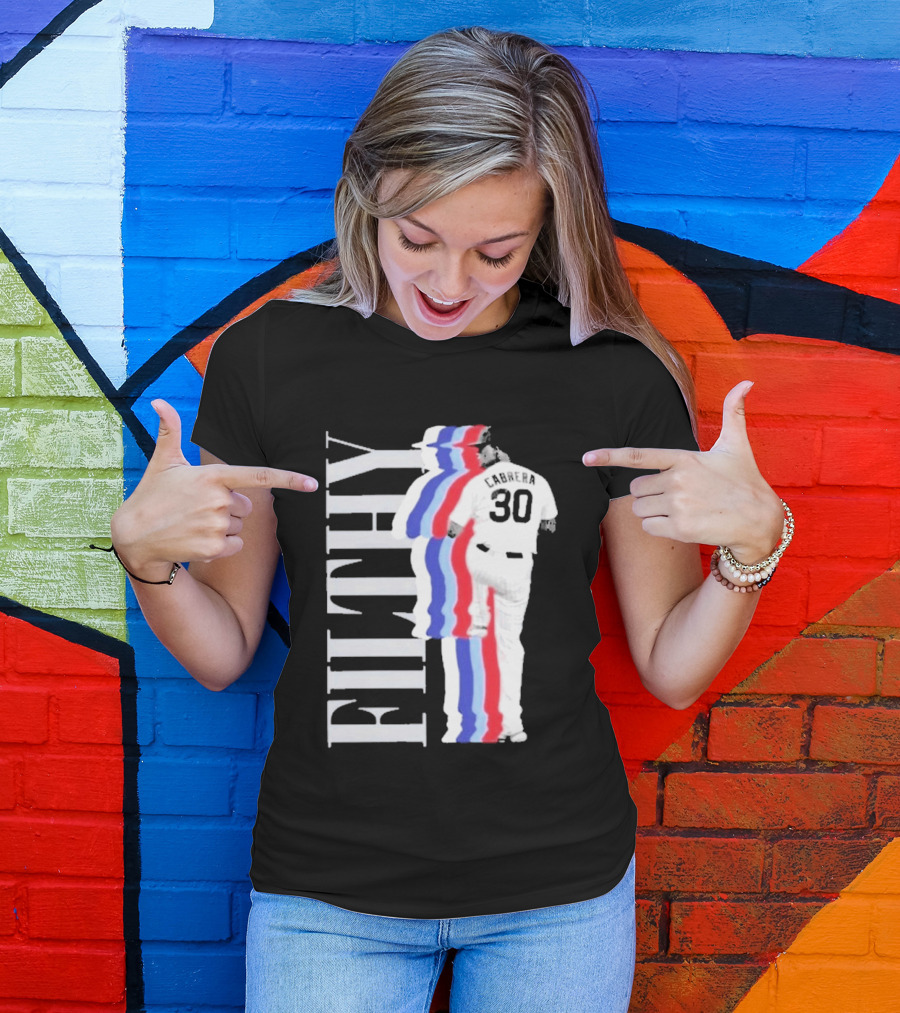 Obvious Edward Cabrera Filthy 30 Red Blue Streak Baseball T-Shirt