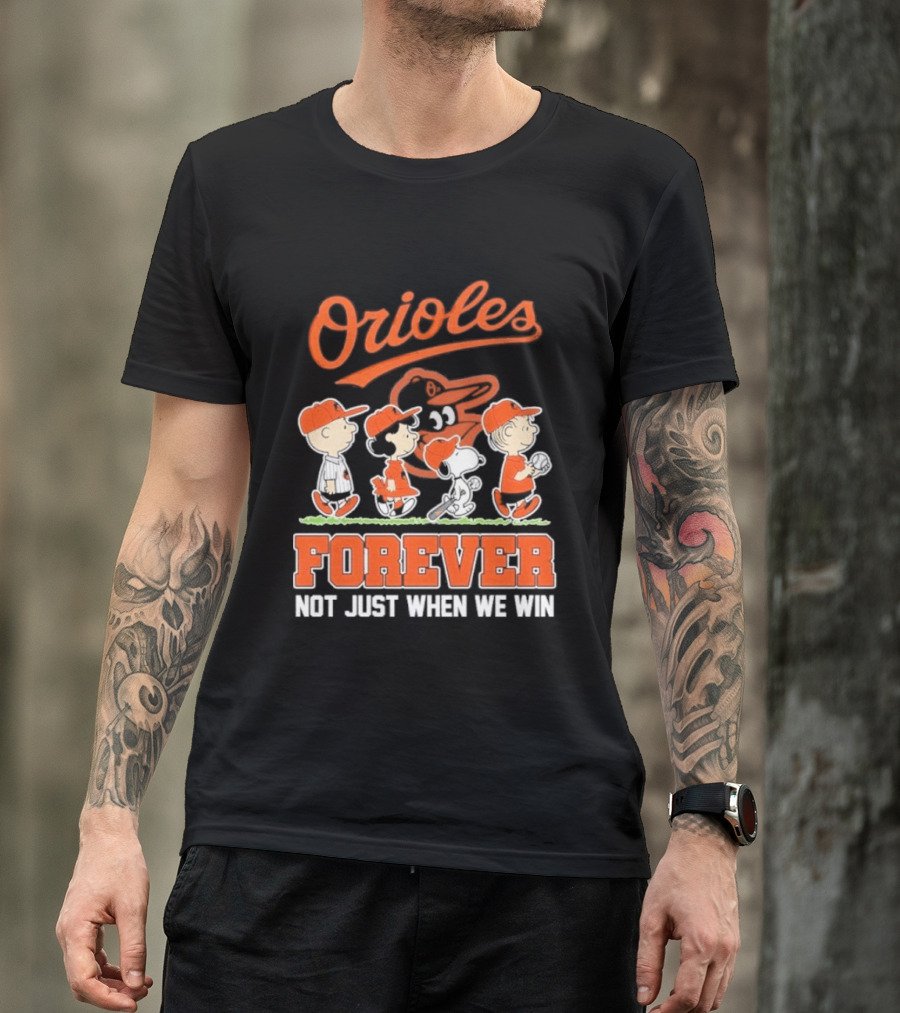 Orioles Forever Peanuts Characters Baseball Team Spirit T-Shirt
