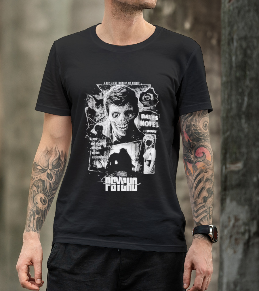 Psycho Hitchcock Collage 1960 Classic Movie Icy Blackness 2026 T-Shirt