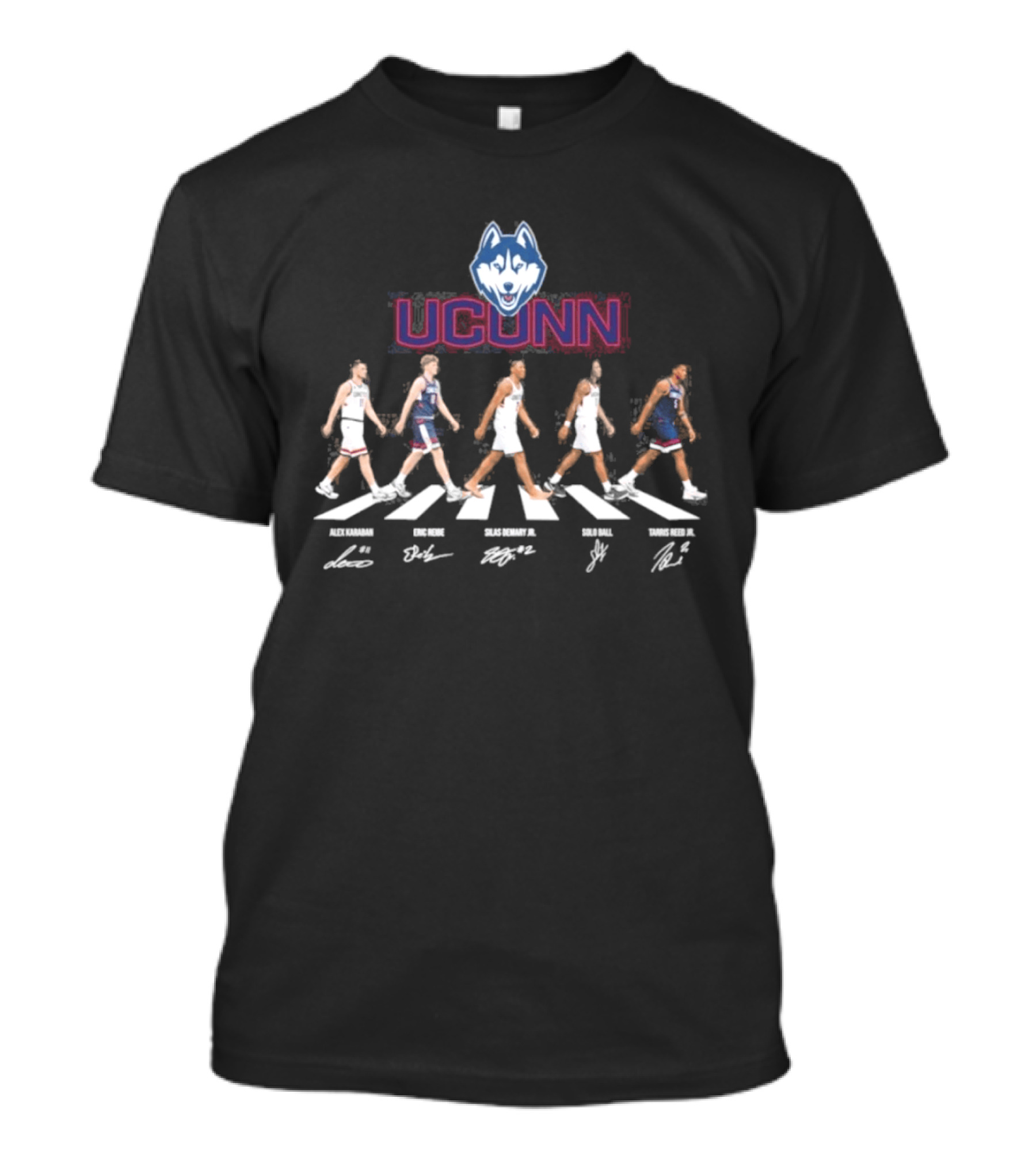 UConn Men's Basketball Abbey Road NCAA Tournament Player Signatures T-Shirt