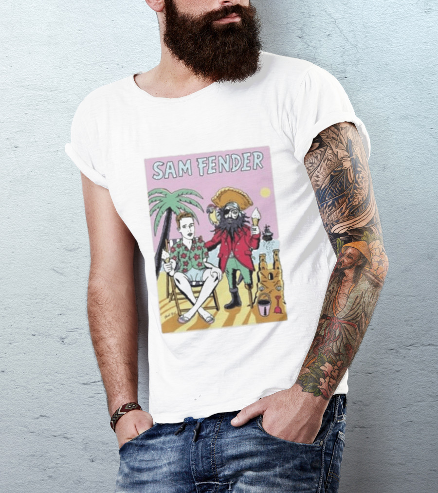 Sam Fender Tropical Pirate Ice Cream Adventure Scene T-Shirt