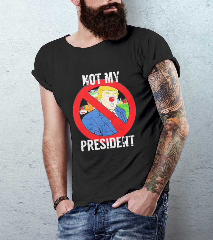 Not My President Trump Clown Red Circle T-Shirt
