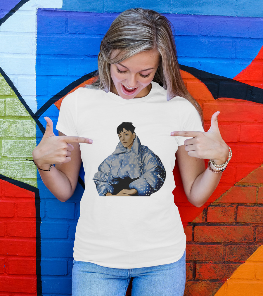 Lily Allen West End Girl Blue Polka Dot Puffer Jacket Style Fashion T-Shirt