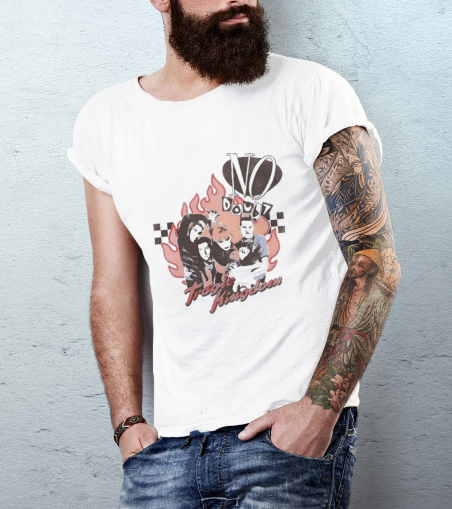 No Doubt Tragic Kingdom Band Flames And Checkerboard T-Shirt