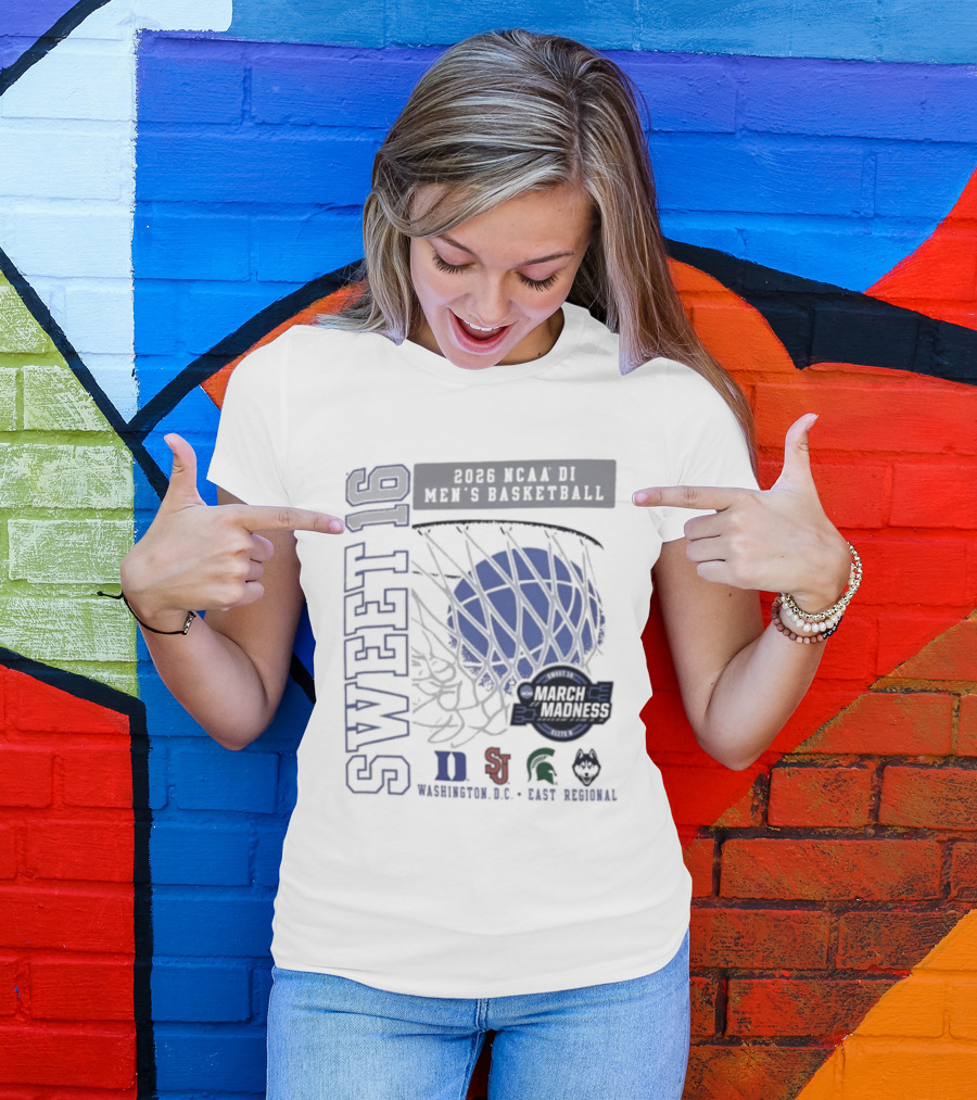 Sweet 16 2026 NCAA DI Men's Basketball East Regional Duke, St. John's, Michigan State, Eastern Kentucky T-Shirt