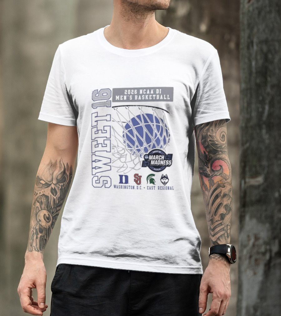 Sweet 16 2026 NCAA DI Men's Basketball East Regional Duke, St. John's, Michigan State, Eastern Kentucky T-Shirt