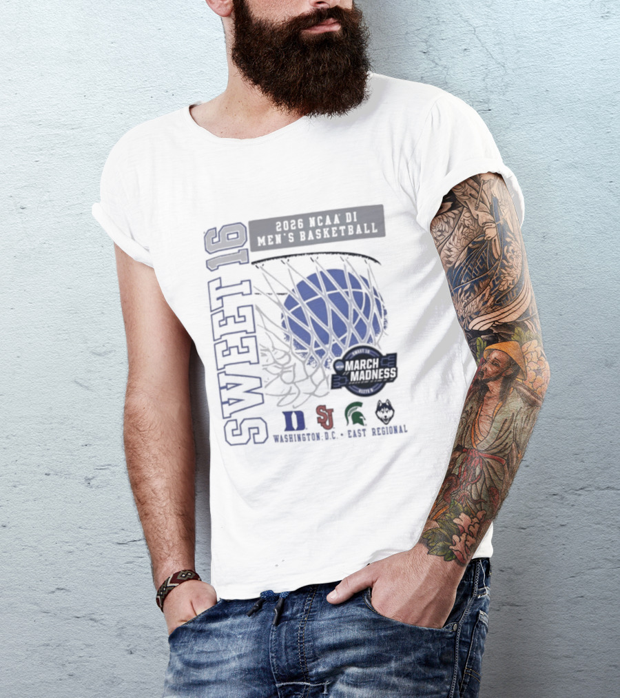 Sweet 16 2026 NCAA DI Men's Basketball East Regional Duke, St. John's, Michigan State, Eastern Kentucky T-Shirt