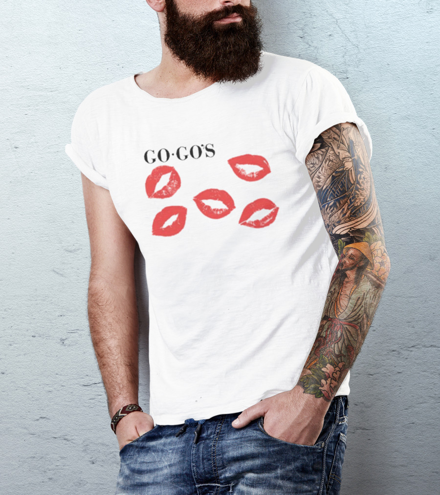 GO GO'S Red Lips White T-Shirt