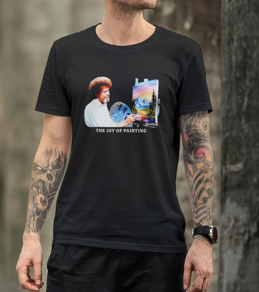Bob Ross The Joy Of Painting Mountains And Sunset Scene T-Shirt