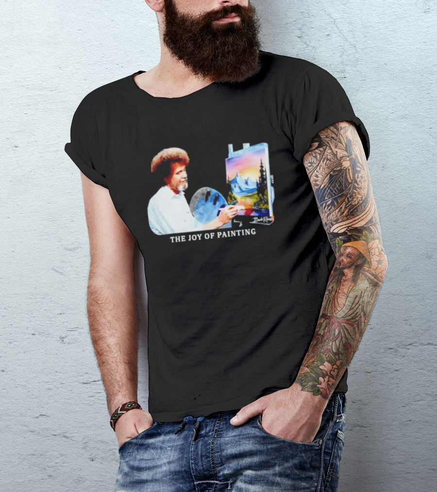 Bob Ross The Joy Of Painting Mountains And Sunset Scene T-Shirt