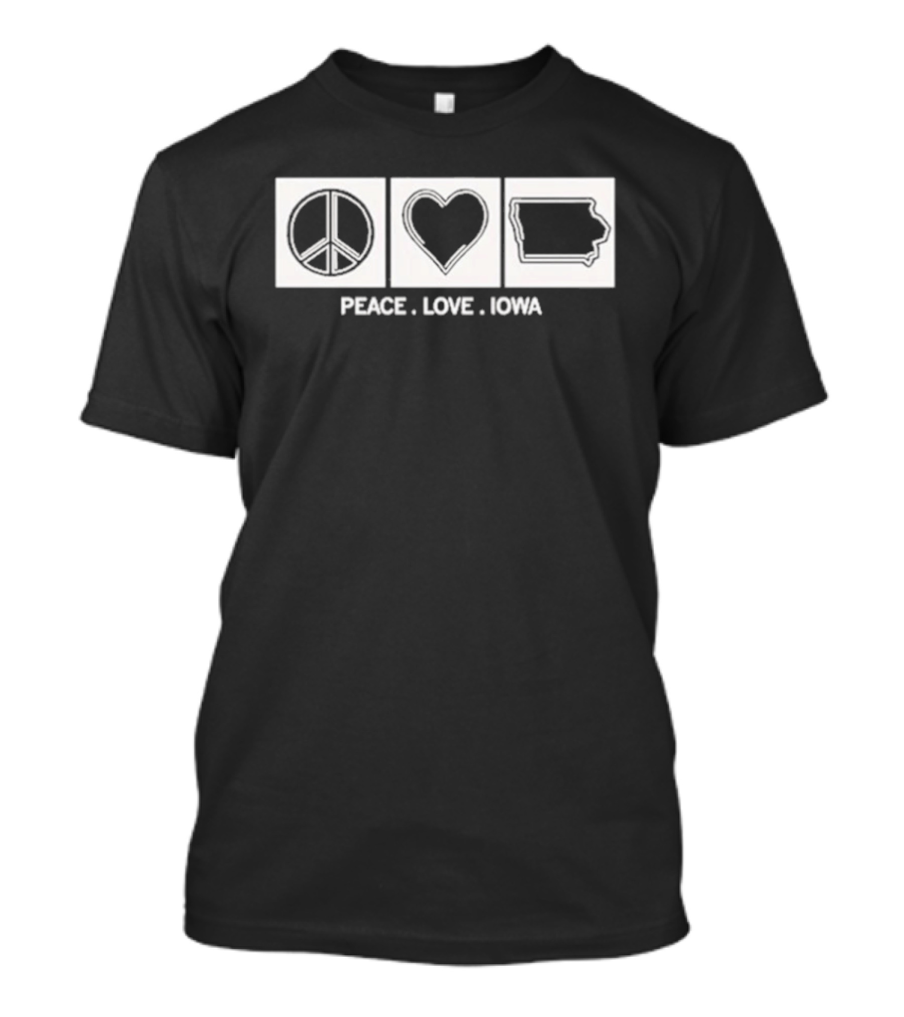 Peace Love Iowa Peace Symbol Heart Iowa State T-Shirt