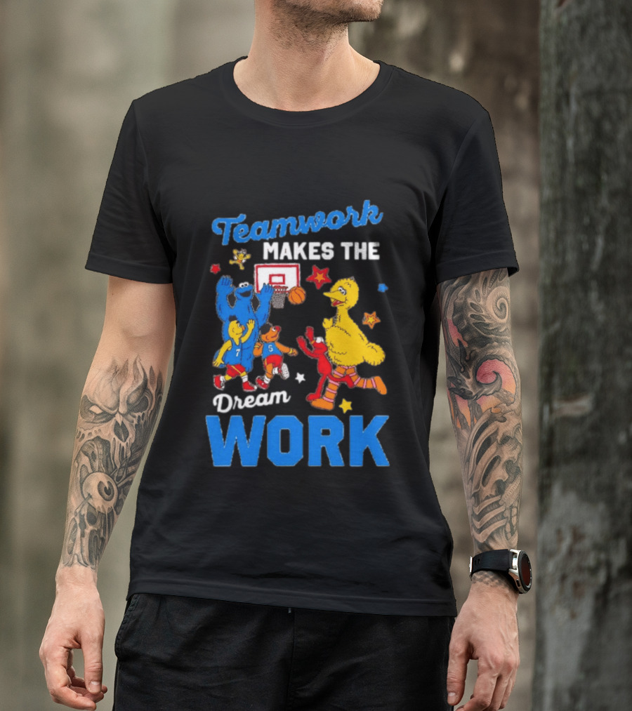 Teamwork Makes The Dream Work Sesame Street Basketball Slam Dunk T-Shirt