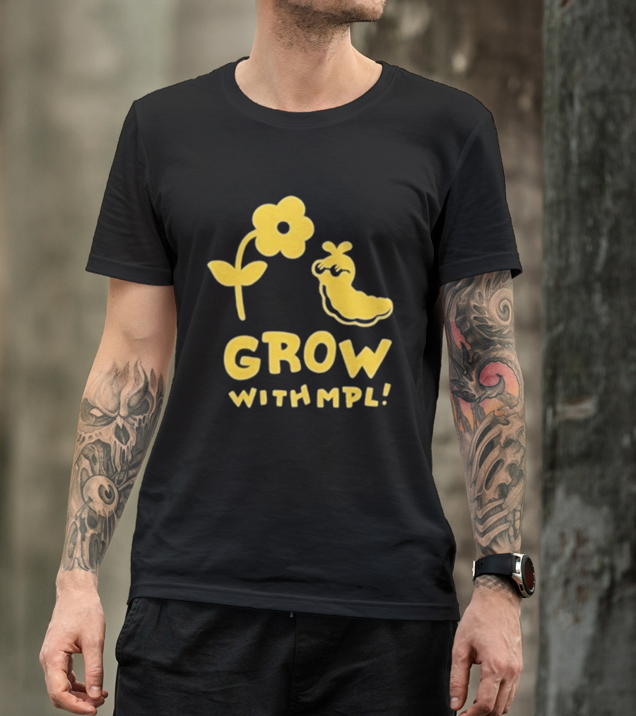 Grow With MPL Flower And Bird Yellow T-Shirt