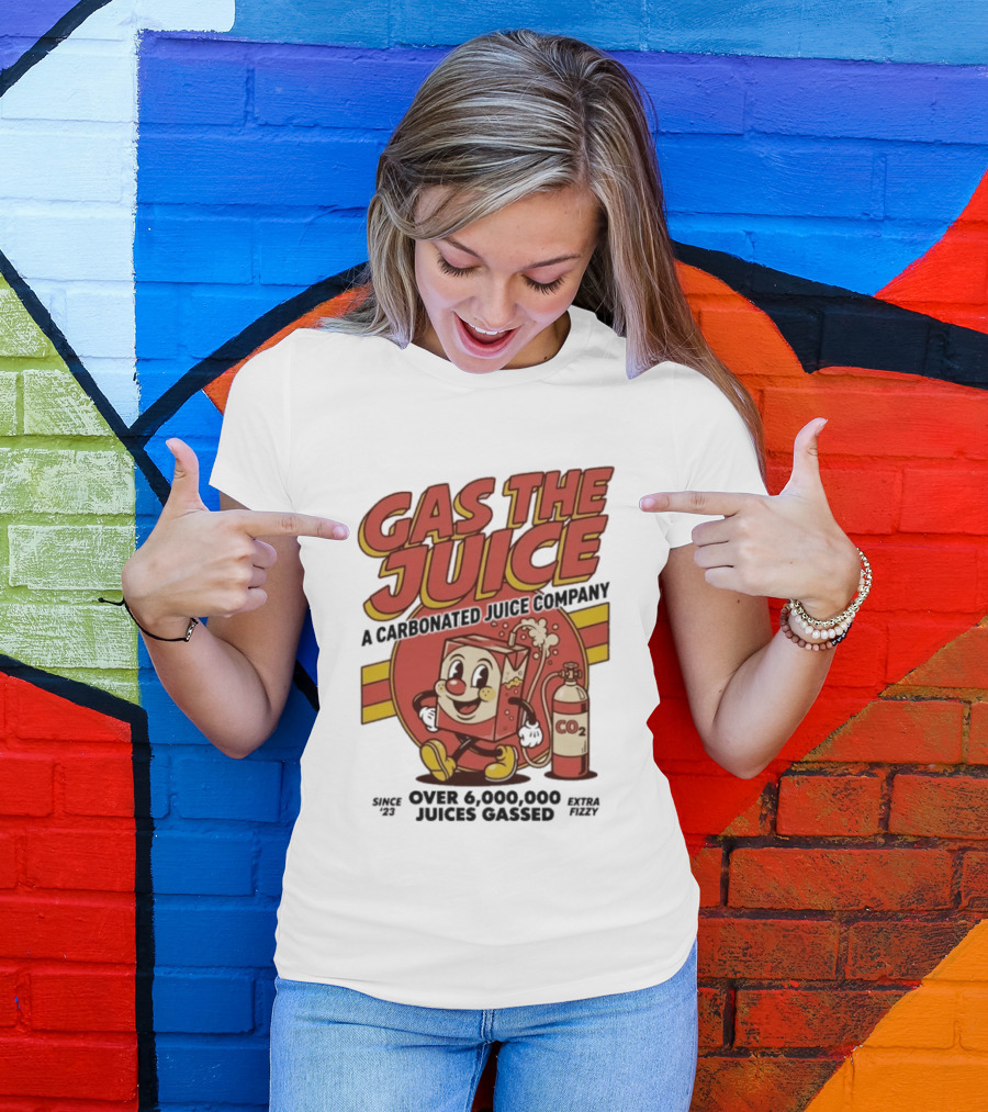 Gas The Juice A Carbonated Juice Company CO2 Juices Gassed Since 75 Retro Fizzy T-Shirt